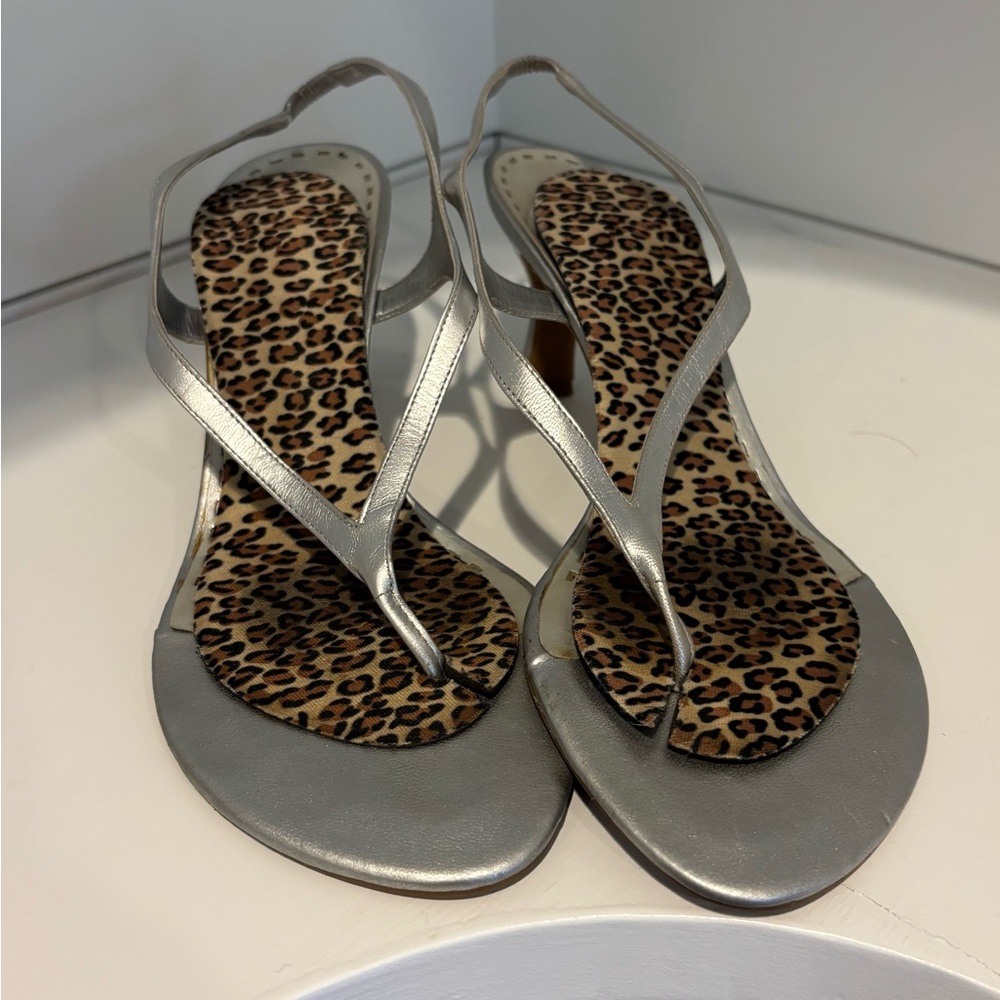 Silver Sexy Sandals with Kitten Heels